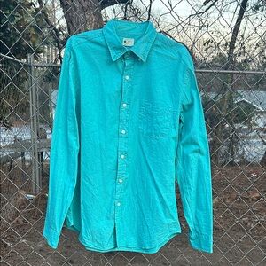 J. Crew Men's Aqua Casual Button-Down Shirt